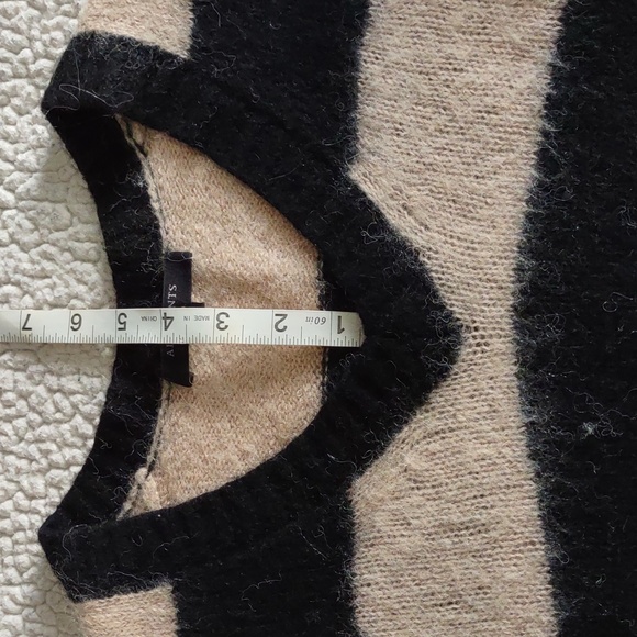 All Saints Size XS Wool Alpaca Blend Stripe V-Neck Long Sleeve Sweater - Picture 9 of 13